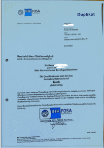 Yiyecek İçecek Hizmetleri Alanı Denklik Belgesi